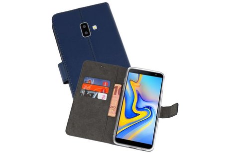 BAOHU Booktype Telefoonhoesjes - Bookcase Hoesje - Wallet Case -  Geschikt voor Samsung Galaxy J6 Plus - Navy