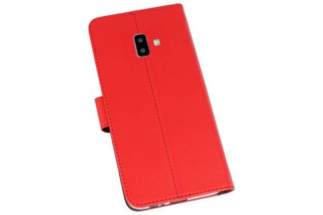 Booktype Telefoonhoesjes - Bookcase Hoesje - Wallet Case -  Geschikt voor Samsung Galaxy J6 Plus - Rood