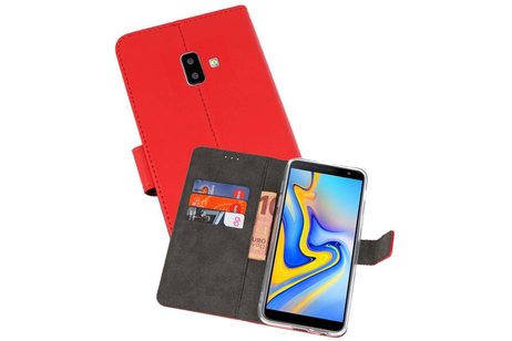 Booktype Telefoonhoesjes - Bookcase Hoesje - Wallet Case -  Geschikt voor Samsung Galaxy J6 Plus - Rood