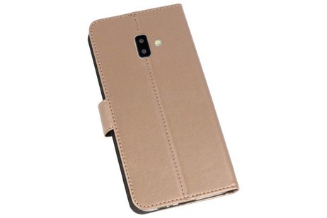 Booktype Telefoonhoesjes - Bookcase Hoesje - Wallet Case -  Geschikt voor Samsung Galaxy J6 Plus - Goud