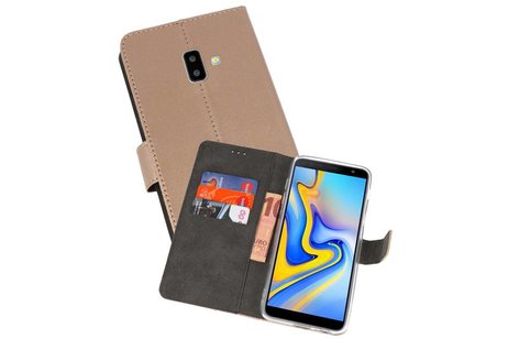 Booktype Telefoonhoesjes - Bookcase Hoesje - Wallet Case -  Geschikt voor Samsung Galaxy J6 Plus - Goud