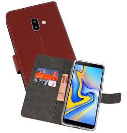 BAOHU Wallet Cases Hoesje Samsung Galaxy J6 Plus Bruin