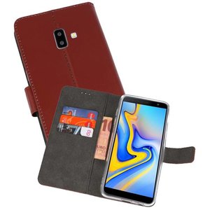 BAOHU Booktype Telefoonhoesjes - Bookcase Hoesje - Wallet Case -  Geschikt voor Samsung Galaxy J6 Plus - Bruin