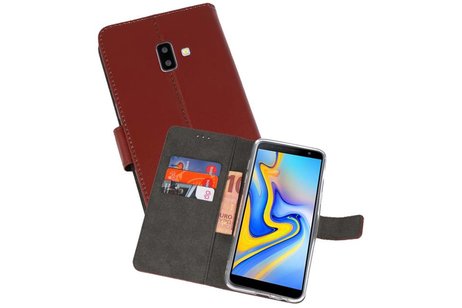 Booktype Telefoonhoesjes - Bookcase Hoesje - Wallet Case -  Geschikt voor Samsung Galaxy J6 Plus - Bruin