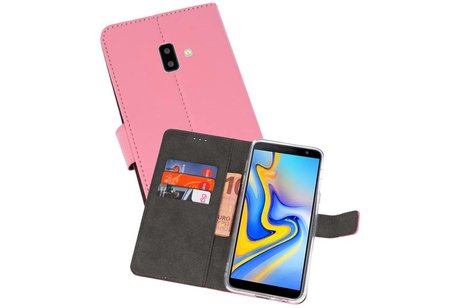 Booktype Telefoonhoesjes - Bookcase Hoesje - Wallet Case -  Geschikt voor Samsung Galaxy J6 Plus - Roze