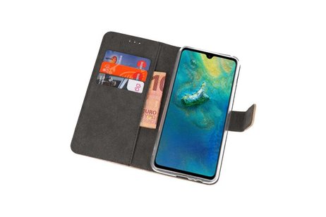 Booktype Telefoonhoesjes - Bookcase Hoesje - Wallet Case -  Geschikt voor Huawei Mate 20 - Goud