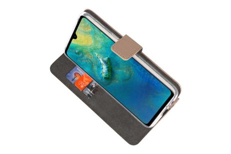 Booktype Telefoonhoesjes - Bookcase Hoesje - Wallet Case -  Geschikt voor Huawei Mate 20 - Goud