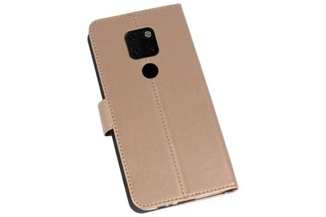 Booktype Telefoonhoesjes - Bookcase Hoesje - Wallet Case -  Geschikt voor Huawei Mate 20 - Goud