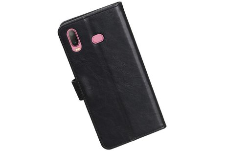 BAOHU Zakelijke Book Case Telefoonhoesje Geschikt voor de Samsung Galaxy A6s - Portemonnee Hoesje - Pasjeshouder Wallet Case - Zwart