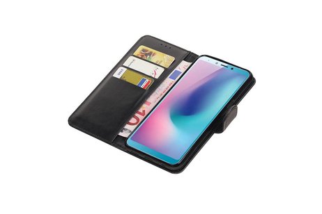 BAOHU Zakelijke Book Case Telefoonhoesje Geschikt voor de Samsung Galaxy A6s - Portemonnee Hoesje - Pasjeshouder Wallet Case - Zwart