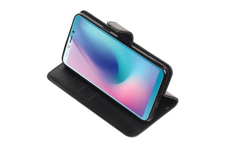 BAOHU Zakelijke Book Case Telefoonhoesje Geschikt voor de Samsung Galaxy A6s - Portemonnee Hoesje - Pasjeshouder Wallet Case - Zwart
