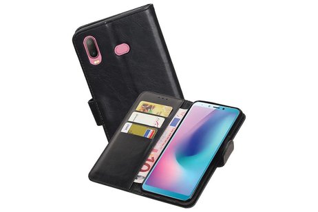 BAOHU Zakelijke Book Case Telefoonhoesje Geschikt voor de Samsung Galaxy A6s - Portemonnee Hoesje - Pasjeshouder Wallet Case - Zwart