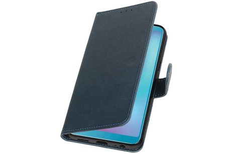 BAOHU Zakelijke Book Case Telefoonhoesje Geschikt voor de Samsung Galaxy A6s - Portemonnee Hoesje - Pasjeshouder Wallet Case - Blauw