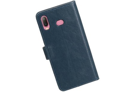 BAOHU Zakelijke Book Case Telefoonhoesje Geschikt voor de Samsung Galaxy A6s - Portemonnee Hoesje - Pasjeshouder Wallet Case - Blauw