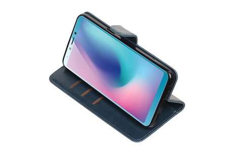 BAOHU Zakelijke Book Case Telefoonhoesje Geschikt voor de Samsung Galaxy A6s - Portemonnee Hoesje - Pasjeshouder Wallet Case - Blauw
