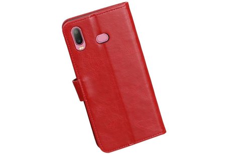 BAOHU Zakelijke Book Case Telefoonhoesje Geschikt voor de Samsung Galaxy A6s - Portemonnee Hoesje - Pasjeshouder Wallet Case - Rood