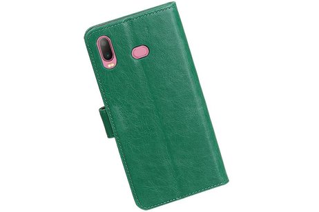 BAOHU Zakelijke Book Case Telefoonhoesje Geschikt voor de Samsung Galaxy A6s - Portemonnee Hoesje - Pasjeshouder Wallet Case - Groen