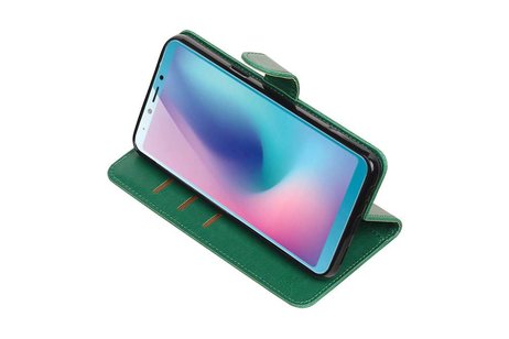 BAOHU Zakelijke Book Case Telefoonhoesje Geschikt voor de Samsung Galaxy A6s - Portemonnee Hoesje - Pasjeshouder Wallet Case - Groen