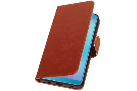 BAOHU Zakelijke Book Case Telefoonhoesje Geschikt voor de Samsung Galaxy A6s - Portemonnee Hoesje - Pasjeshouder Wallet Case - Bruin