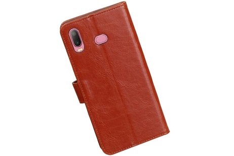 BAOHU Zakelijke Book Case Telefoonhoesje Geschikt voor de Samsung Galaxy A6s - Portemonnee Hoesje - Pasjeshouder Wallet Case - Bruin