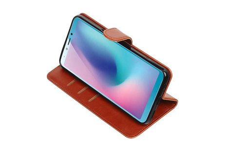 BAOHU Zakelijke Book Case Telefoonhoesje Geschikt voor de Samsung Galaxy A6s - Portemonnee Hoesje - Pasjeshouder Wallet Case - Bruin