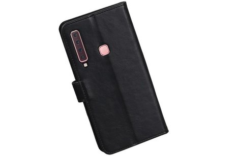 BAOHU Zakelijke Book Case Telefoonhoesje Geschikt voor de Samsung Galaxy A9 2018 - Portemonnee Hoesje - Pasjeshouder Wallet Case - Zwart