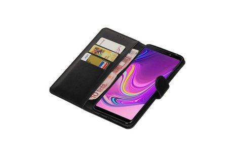 BAOHU Zakelijke Book Case Telefoonhoesje Geschikt voor de Samsung Galaxy A9 2018 - Portemonnee Hoesje - Pasjeshouder Wallet Case - Zwart