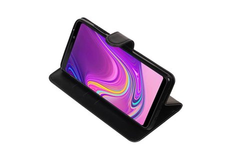 BAOHU Zakelijke Book Case Telefoonhoesje Geschikt voor de Samsung Galaxy A9 2018 - Portemonnee Hoesje - Pasjeshouder Wallet Case - Zwart