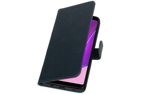 BAOHU Zakelijke Book Case Telefoonhoesje Geschikt voor de Samsung Galaxy A9 2018 - Portemonnee Hoesje - Pasjeshouder Wallet Case - Blauw