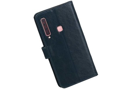 BAOHU Zakelijke Book Case Telefoonhoesje Geschikt voor de Samsung Galaxy A9 2018 - Portemonnee Hoesje - Pasjeshouder Wallet Case - Blauw