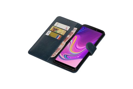 BAOHU Zakelijke Book Case Telefoonhoesje Geschikt voor de Samsung Galaxy A9 2018 - Portemonnee Hoesje - Pasjeshouder Wallet Case - Blauw