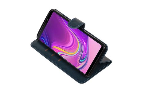 BAOHU Zakelijke Book Case Telefoonhoesje Geschikt voor de Samsung Galaxy A9 2018 - Portemonnee Hoesje - Pasjeshouder Wallet Case - Blauw