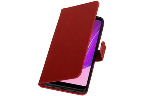 BAOHU Zakelijke Book Case Telefoonhoesje Geschikt voor de Samsung Galaxy A9 2018 - Portemonnee Hoesje - Pasjeshouder Wallet Case - Rood