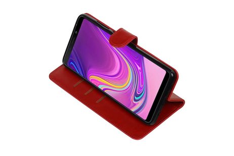 BAOHU Zakelijke Book Case Telefoonhoesje Geschikt voor de Samsung Galaxy A9 2018 - Portemonnee Hoesje - Pasjeshouder Wallet Case - Rood