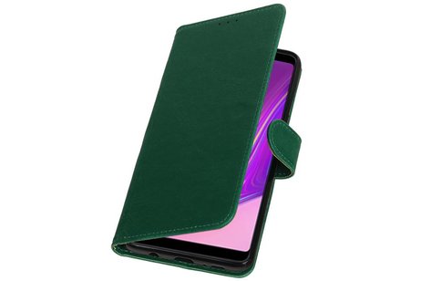 BAOHU Zakelijke Book Case Telefoonhoesje Geschikt voor de Samsung Galaxy A9 2018 - Portemonnee Hoesje - Pasjeshouder Wallet Case - Groen