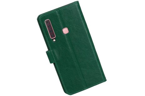 BAOHU Zakelijke Book Case Telefoonhoesje Geschikt voor de Samsung Galaxy A9 2018 - Portemonnee Hoesje - Pasjeshouder Wallet Case - Groen