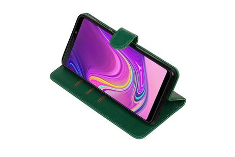 BAOHU Zakelijke Book Case Telefoonhoesje Geschikt voor de Samsung Galaxy A9 2018 - Portemonnee Hoesje - Pasjeshouder Wallet Case - Groen