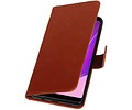 BAOHU Zakelijke Book Case Telefoonhoesje Geschikt voor de Samsung Galaxy A9 2018 - Portemonnee Hoesje - Pasjeshouder Wallet Case - Bruin