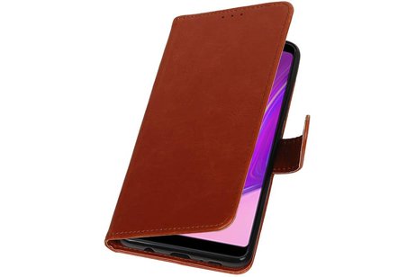 BAOHU Zakelijke Book Case Telefoonhoesje Geschikt voor de Samsung Galaxy A9 2018 - Portemonnee Hoesje - Pasjeshouder Wallet Case - Bruin