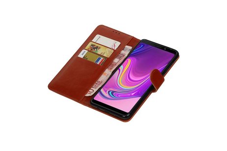 BAOHU Zakelijke Book Case Telefoonhoesje Geschikt voor de Samsung Galaxy A9 2018 - Portemonnee Hoesje - Pasjeshouder Wallet Case - Bruin