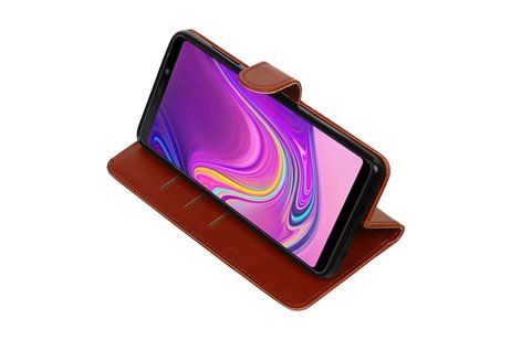 BAOHU Zakelijke Book Case Telefoonhoesje Geschikt voor de Samsung Galaxy A9 2018 - Portemonnee Hoesje - Pasjeshouder Wallet Case - Bruin