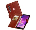 BAOHU Zakelijke Book Case Telefoonhoesje Geschikt voor de Samsung Galaxy A9 2018 - Portemonnee Hoesje - Pasjeshouder Wallet Case - Bruin