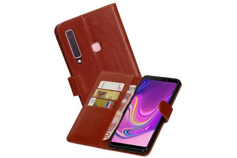BAOHU Zakelijke Book Case Telefoonhoesje Geschikt voor de Samsung Galaxy A9 2018 - Portemonnee Hoesje - Pasjeshouder Wallet Case - Bruin