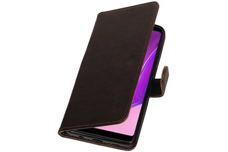 BAOHU Zakelijke Book Case Telefoonhoesje Geschikt voor de Samsung Galaxy A9 2018 - Portemonnee Hoesje - Pasjeshouder Wallet Case - Mocca