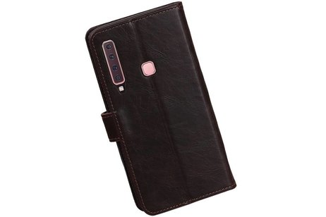 BAOHU Zakelijke Book Case Telefoonhoesje Geschikt voor de Samsung Galaxy A9 2018 - Portemonnee Hoesje - Pasjeshouder Wallet Case - Mocca