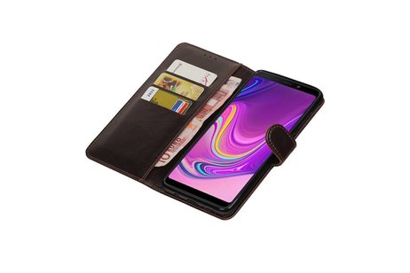 BAOHU Zakelijke Book Case Telefoonhoesje Geschikt voor de Samsung Galaxy A9 2018 - Portemonnee Hoesje - Pasjeshouder Wallet Case - Mocca
