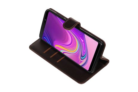 BAOHU Zakelijke Book Case Telefoonhoesje Geschikt voor de Samsung Galaxy A9 2018 - Portemonnee Hoesje - Pasjeshouder Wallet Case - Mocca