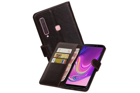 BAOHU Zakelijke Book Case Telefoonhoesje Geschikt voor de Samsung Galaxy A9 2018 - Portemonnee Hoesje - Pasjeshouder Wallet Case - Mocca