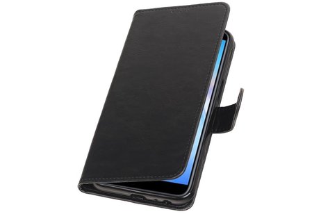 BAOHU Zakelijke Book Case Telefoonhoesje Geschikt voor de Samsung Galaxy J6 Plus - Portemonnee Hoesje - Pasjeshouder Wallet Case - Zwart