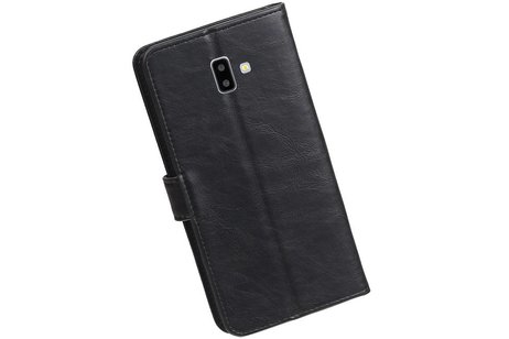 BAOHU Zakelijke Book Case Telefoonhoesje Geschikt voor de Samsung Galaxy J6 Plus - Portemonnee Hoesje - Pasjeshouder Wallet Case - Zwart